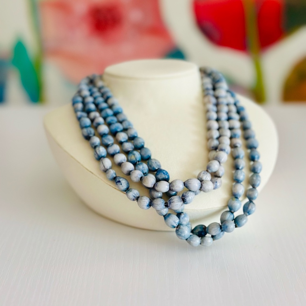 Hues of Blue Beaded Statement Necklace